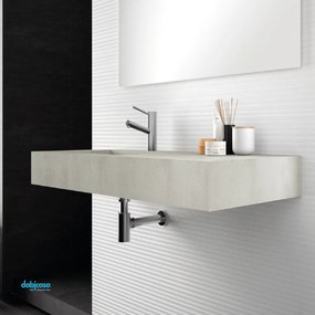 Lavabo Sospeso Con Vasca Asimetrica a Sx 120x46 Cm Savini Due "Idea" Beton