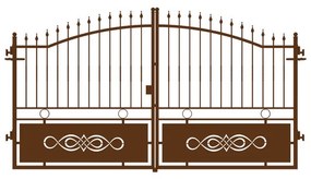 Cancello manuale battente Lavaredo in ferro, apertura centrale, L 358.5, H 165-195 cm, di colore ruggine