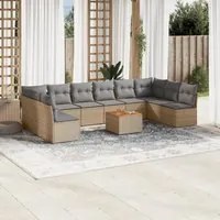 Set Divano da Giardino 11 pz con Cuscini Beige Misto Polyrattan 3256129