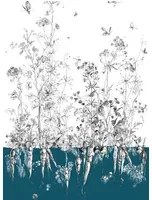 Edmond Petit Carta da parati Lièvres/Fenouil/Tournesol - Bleu - Fenouil Sauvage Gauche - Bleu