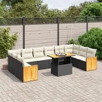 Set Divani da Giardino 11 pz con Cuscini in Polyrattan Nero 3274129