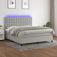 Letto a Molle Materasso e LED Grigio Chiaro 180x200 cm Tessuto 3135213