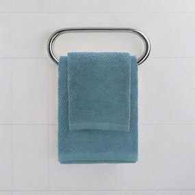 Set asciugamani bagno blu per viso e ospite in cotone puro Spring