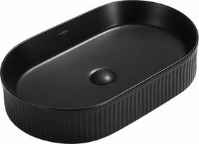 Mexen Grovo lavabo da appoggio scanalato 57 x 36 cm, nero opaco - 22305785