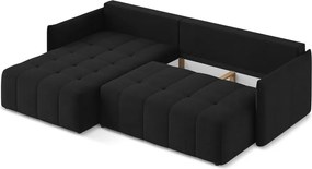 Divano angolare nero allungabile/con contenitore (con penisola a sinistra/con chaise lounge) Moku – Makamii