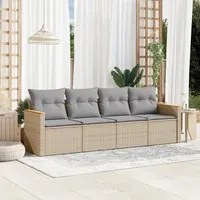 Set Divano da Giardino 4 pz con Cuscini Beige Misto Polyrattan 3225772