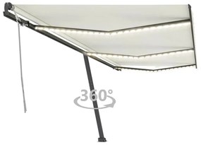 Tenda Da Sole Retrattile Manuale Con Led 600x300 Cm Crema /