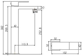 New Line M3 Miscelatore Alto Quadro Per Lavabo Con Cartuccia In Ceramica Nero Opaco