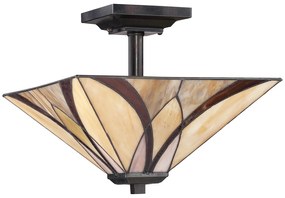 Lampadario Tiffany Asheville Metallo Bronzo Valiant 2 Luci E27