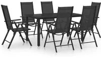 Set Mobili da Pranzo da Giardino 7 pz in Alluminio Nero 3070635