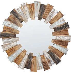 Specchio da parete legno chiaro ø 66 cm ECATEPEC Beliani