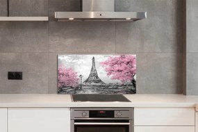 Pannello rivestimento cucina Alberi primaverili di Parigi 100x50 cm