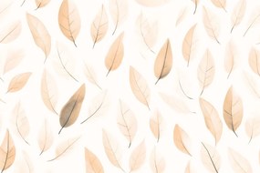 Carta da parati – Foglie delicate in tonalità Peach Fuzz