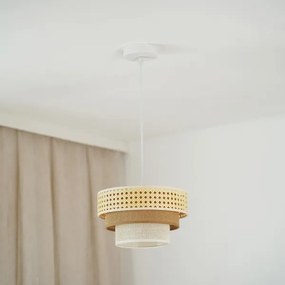 Brilagi - Lampadario a cavo CEDAR LUNETA 1xE27/15W/230V Ø25 rattan marrone crema