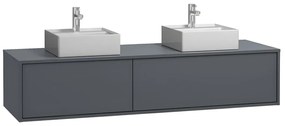 Mobile per bagno sospeso con lavabo doppio L150 cm Antracite - ISAURE II