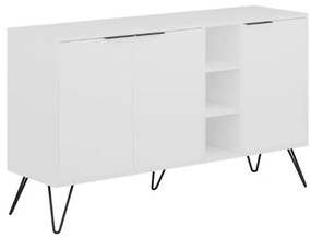 Madia 142x35x83 Con Piedini In Metallo 3 Ante E Vani Clara Bianca