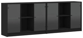 Libreria con ante nera 204x37x75 cm in legno multistrato