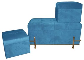 Panca DKD Home Decor 8424001850945 Azzurro (34 x 34 x 29 cm) (3 pezzi) (80 x 40 x 42 cm)
