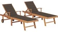 Lettini Prendisole 2 pz con Cuscino Tortora in Legno di Teak cod mxl 45540