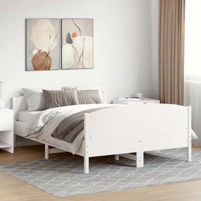 Giroletto con testiera bianco 160x200 cm legno massello di pino