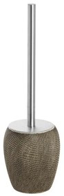 Portascopino Wc In Ceramica E Acciaio Marrone Dal Gusto Etnico Safari