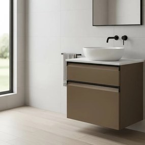 Mobile da bagno sospeso sotto lavabo Fusion L60 H60 P45 cm bronzo, 2 cassetti