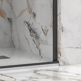 Kamalu - Porta doccia scorrevole 180 cm nera opaca senza profili | KNM4000N