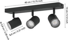Eglo 901966 - Faretto da bagno CONSUMA 3xGU10/5W/230V IP44 nero