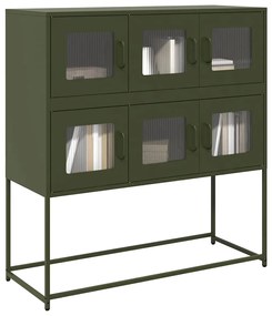 Credenza Verde Oliva 100,5x39x107 Cm Acciaio Laminato A Freddo /
