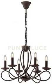 Lampadario ginevra corten 6 luci attacco e14 56x120cm con candelier...