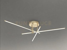 Elia/plpd o lampadario a soffitto a led in metallo oro verniciato 2...