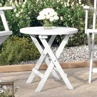 Tavolo da Giardino Pieghevole Bianco 46 cm Massello di Acacia 312117