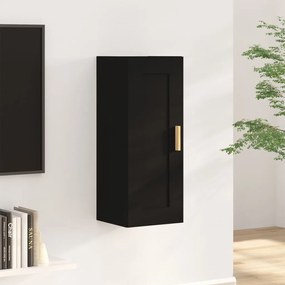 Armadietto A Muro Nero 35x34x90 Cm İn Legno Multistrato /