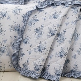 Copriletto bianco/blu con rivestimento trapuntato 220x230 cm Lucie Floral Frill – Catherine Lansfield