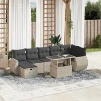 Set Divano da Giardino 8pz con Cuscini Grigio Chiaro Polyrattan 3275152