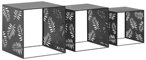 Set di 3 tavolini metallo nero WALDO Beliani