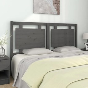 Testiera per letto grigia 155,5x4x100 cm legno massello di pino