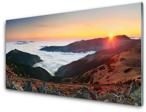 Pannello retrocucina Montagne, nuvole, sole, paesaggio 100x50 cm