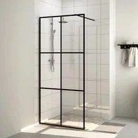 Parete Doccia Walk-in in Vetro Trasparente ESG Nera 80x195 cm 151023