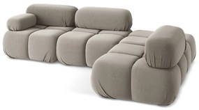Divano angolare componibile beige (con penisola a destra) con rivestimento in velluto Lokua – Makamii