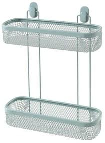 Mensola bagno rettangolare verde acqua in acciaio con 2 ripiani – Taki