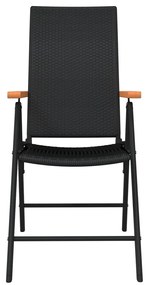 Set da pranzo per giardino 9 pz con cuscini nero