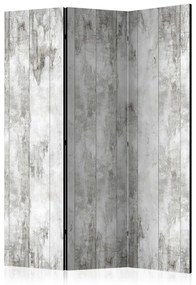 Paravento separè A sense of style (3 parti) - sfondo grigio, assi di legno