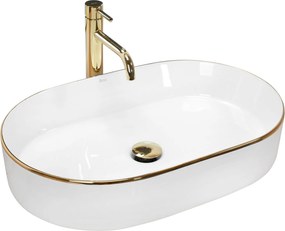 Lavabo da appoggio in ceramica Rea Nadia White Gold Edge