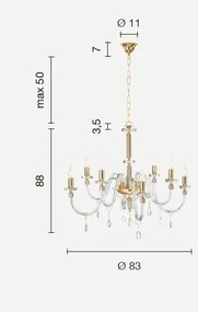 Lampadario sospeso in cristallo trasparente dido 8 luci lp.dido-8-c...