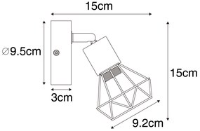 Faretto industriale nero con snodo in legno girevole e inclinabile - Mosh