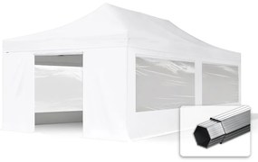 TOOLPORT 4x8m gazebo pieghevole PES con laterali (finestre panoramiche), PROFESSIONAL alluminio, bianco - (582035)