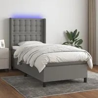 Letto a Molle Materasso e LED Grigio Scuro 80x200 cm in Tessuto 3138590