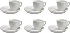 Set 6 Tazzine da Caffè con Piattini in Porcellana Allluminica Kaleidos Aluxina Vesuvio Bianche...