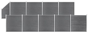 Pannelli Recinzione Wpc 9 Quadrati 1 Inclinato 1657x186cm Grigi /